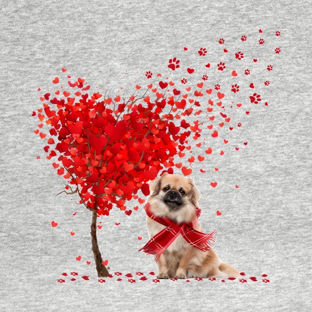 Happy Valentine's Day Heart Tree Love Tibetan Spaniel by PlumleelaurineArt